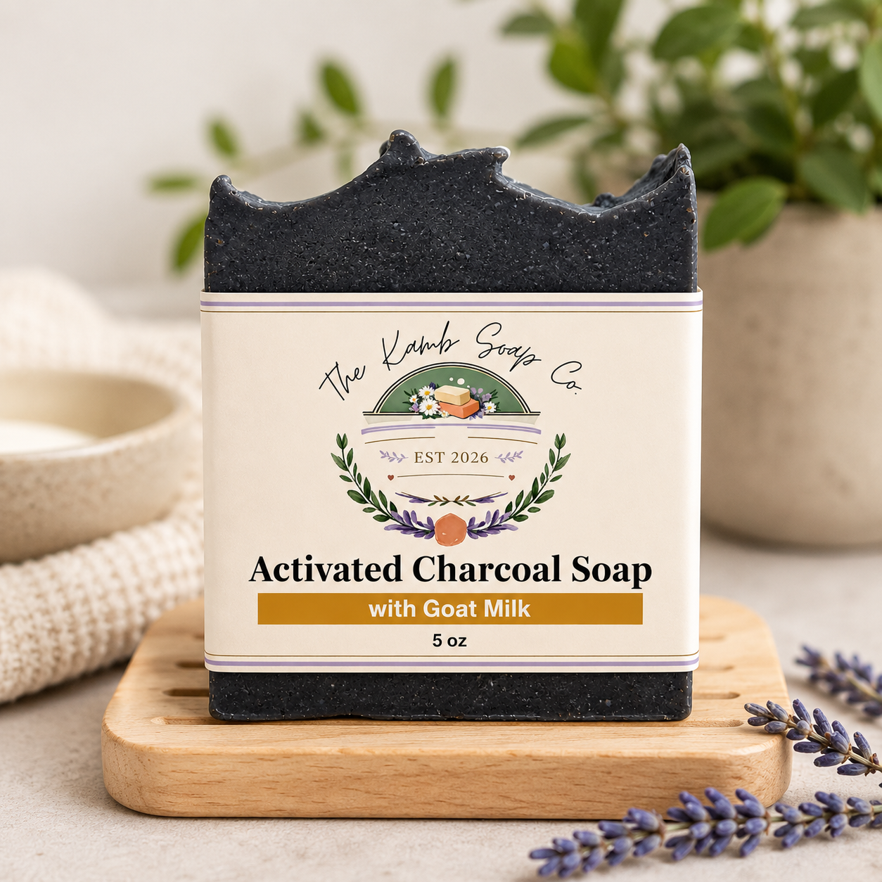 Activated Charcoal Goat Milk Soap | Handmade Detox Facial & Body Bar | Tea Tree & Geranium Essential Oils | 5 oz