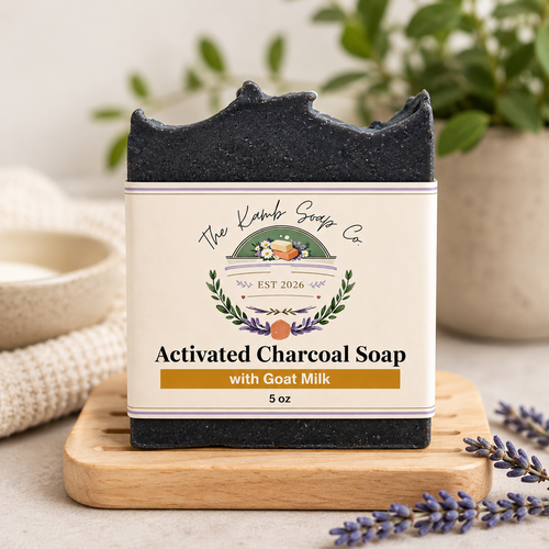 Activated Charcoal Goat Milk Soap | Handmade Detox Facial & Body Bar | Tea Tree & Geranium Essential Oils | 5 oz