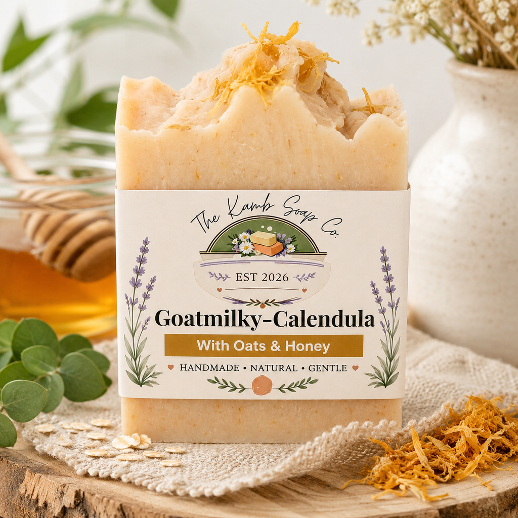 Goatmilky Calendula Soap with Oats & Honey | Handmade Goat Milk Facial & Body Bar | Natural Moisturizing Soap | 4–5 oz