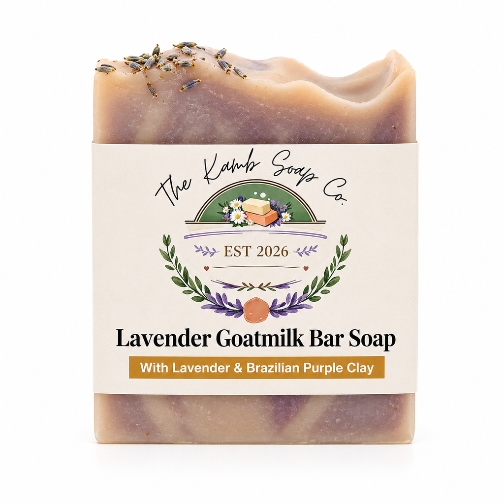 Lavender Goatmilk Bar Soap | Handmade Goat Milk Soap with Lavender and Brazilian Purple Clay | Natural Face and Body Soap